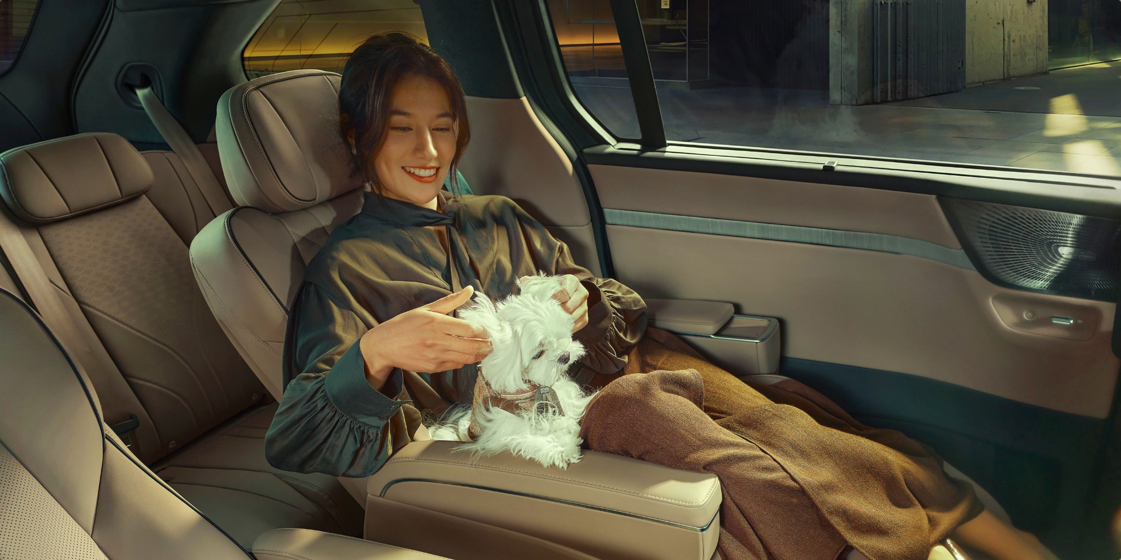 Reclined second-row seat inside the XPENG X9